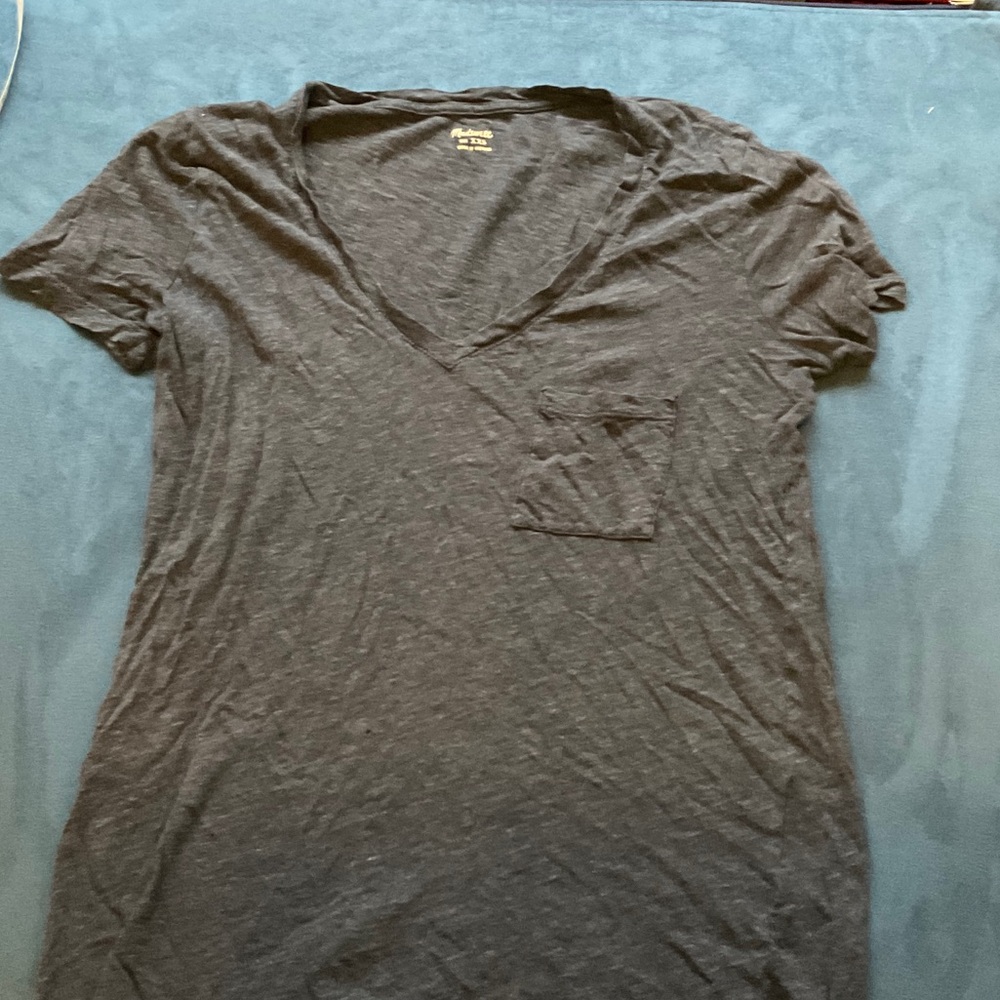 Madewell Gray V-Neck T-Shirt
